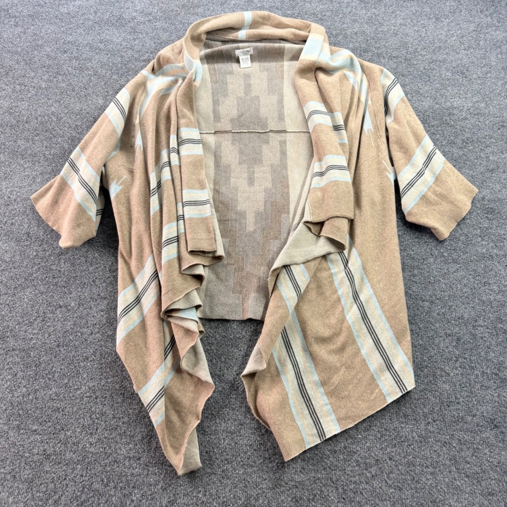 Tasha Polizzi Cardigan Southwest Aztec Geometric Draped Open Front OS Tan Womens